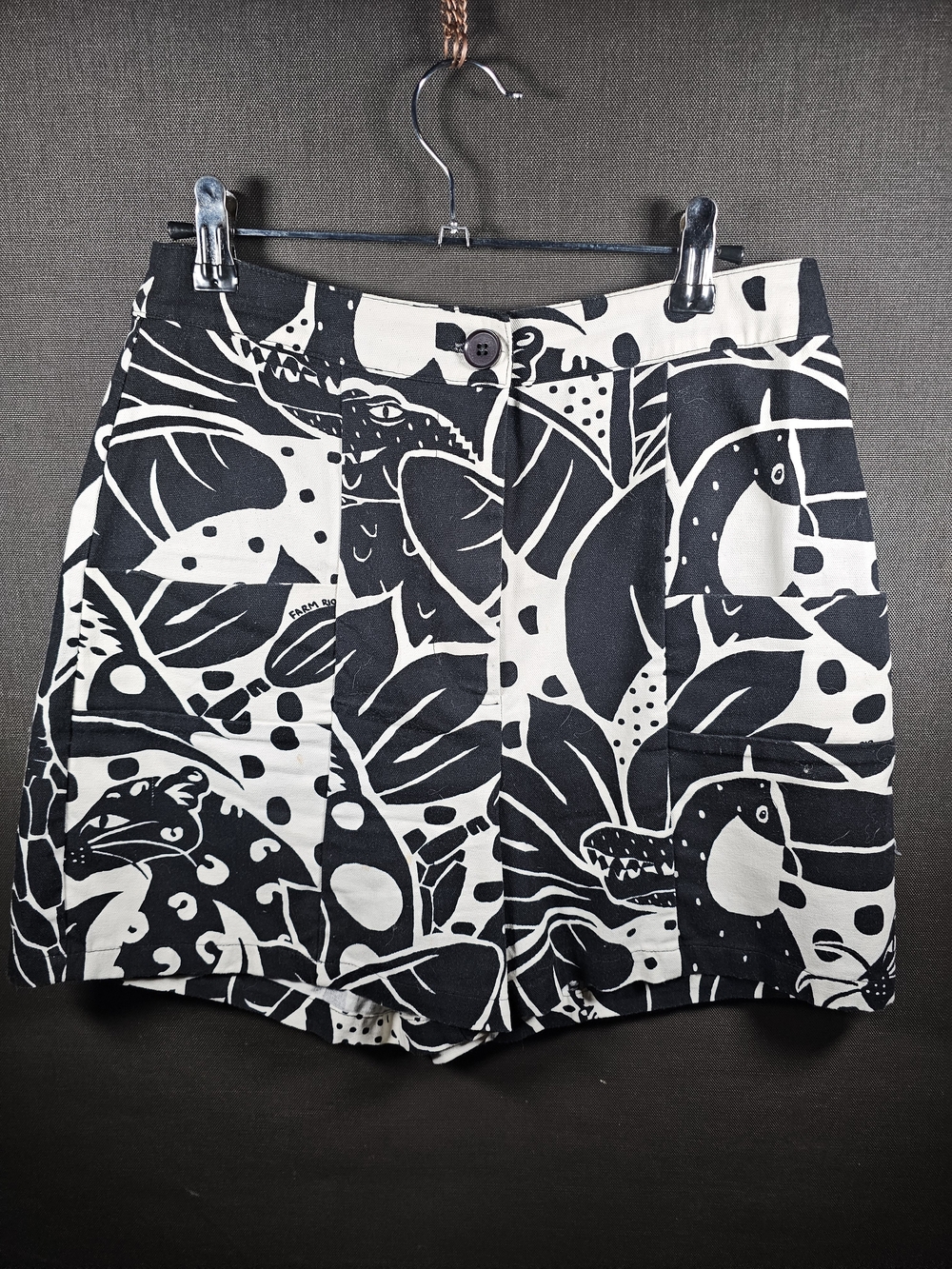 FARM Rio Black & White Graphic High-Waist Shorts